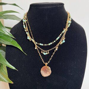 NWT Style and Co Gold-Tone Beaded Multi-Row Statement Mixed-Metal Necklace